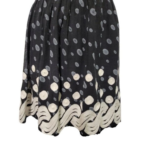 Black and White Skirt Elastic Waist Skirt Polka Dot Pleated Flare Short Skirt - Picture 2 of 7